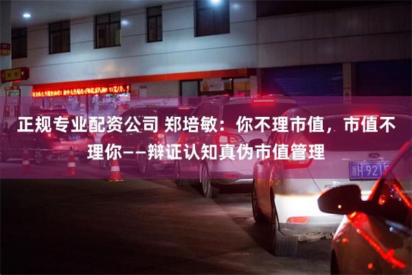 正规专业配资公司 郑培敏：你不理市值，市值不理你——辩证认知真伪市值管理